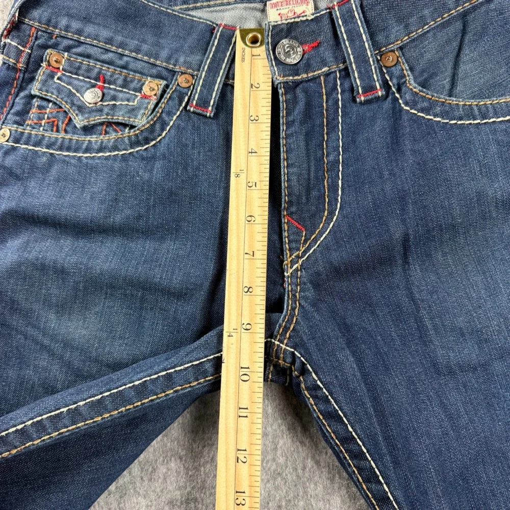 True Religion Mens 32x33 RICKY Flap Big T Straight‎ Leg Jeans Dark Wash USA Y2K